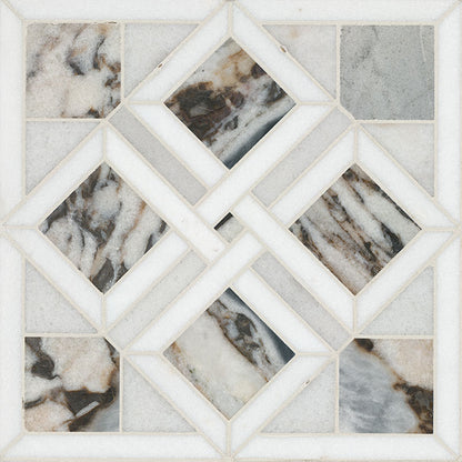 12x12 Tessere Mosaic Natural-Look Polished Smooth Marble Tile White Gray