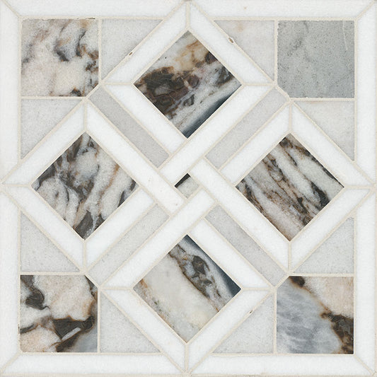 12x12 Tessere Mosaic Natural-Look Polished Smooth Marble Tile White Gray