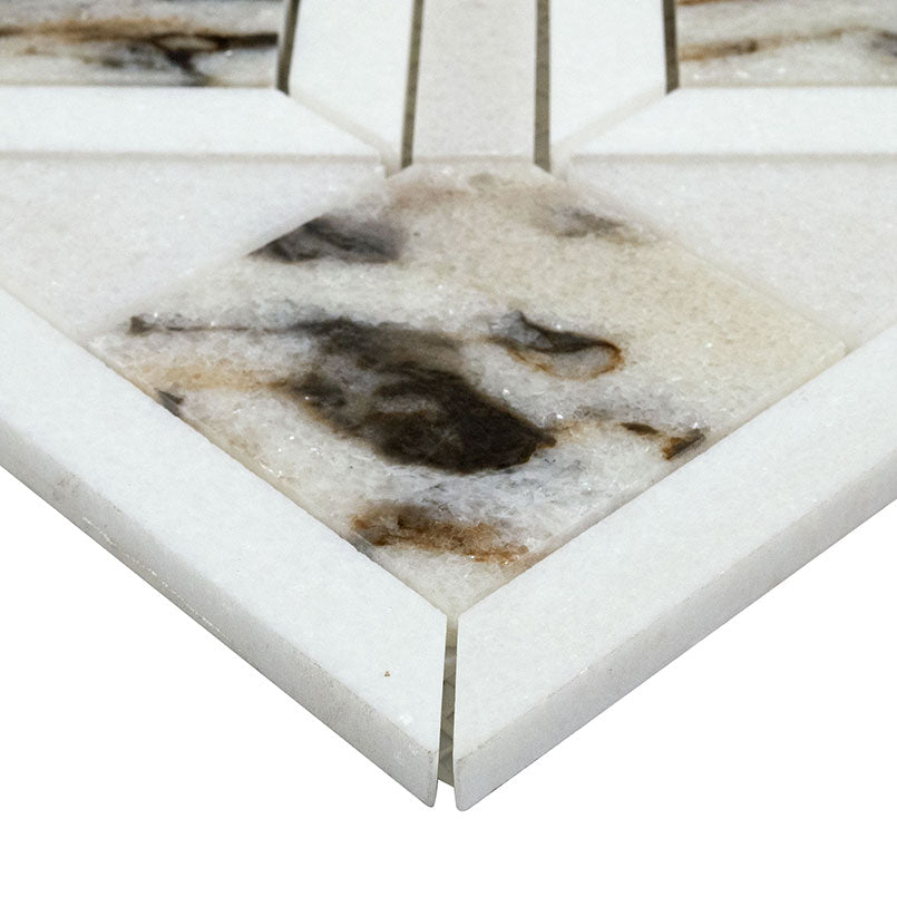 12x12 Tessere Mosaic Natural-Look Polished Smooth Marble Tile White Gray