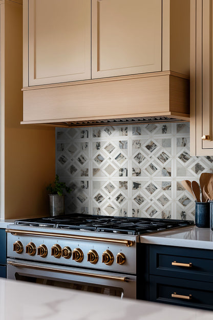 12x12 Tessere Mosaic Natural-Look Polished Smooth Marble Tile White Gray