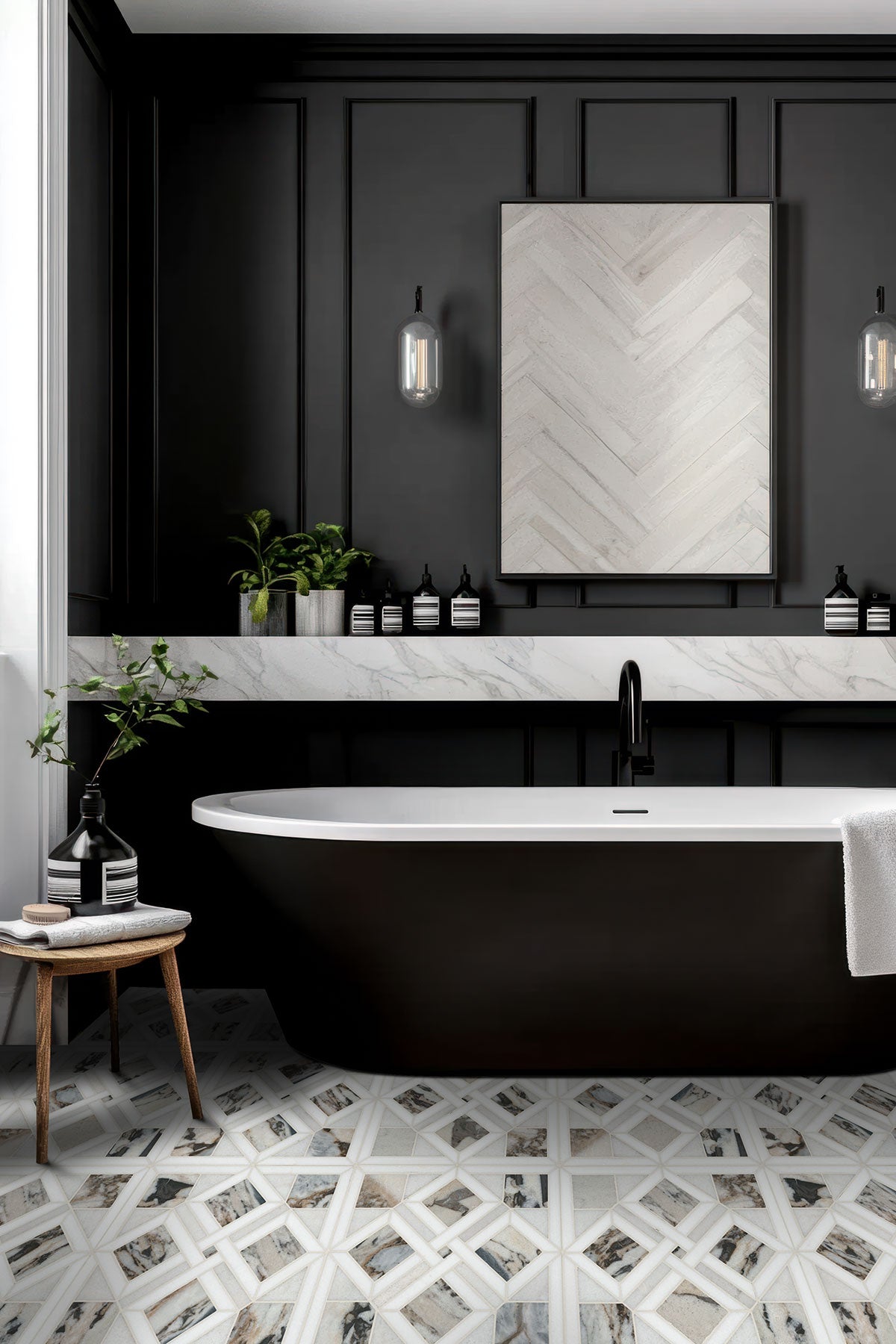 12x12 Tessere Mosaic Natural-Look Polished Smooth Marble Tile White Gray