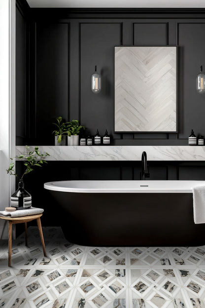 12x12 Tessere Mosaic Natural-Look Polished Smooth Marble Tile White Gray