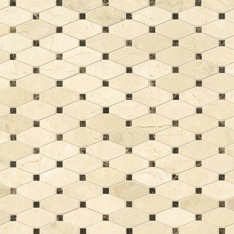 12x12 Valencia Octagon Mosaic Natural-Look Polished Smooth Marble Tile Brown Beige