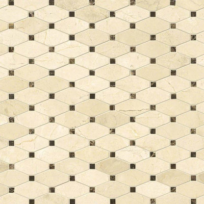 12x12 Valencia Octagon Mosaic Natural-Look Polished Smooth Marble Tile Brown Beige