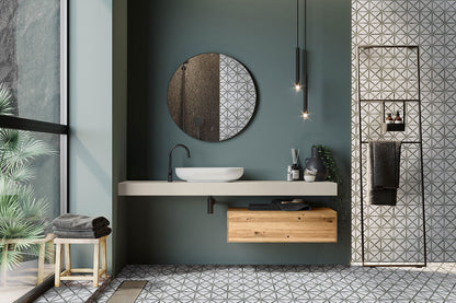 12x12 Verdant Triangle Linear Mosaic Natural-Look Polished Smooth Marble Tile Green Gray