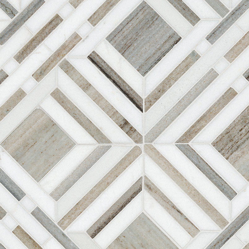 12x12 Wellington Mosaic Natural-Look Polished Smooth Marble Tile Gray Beige