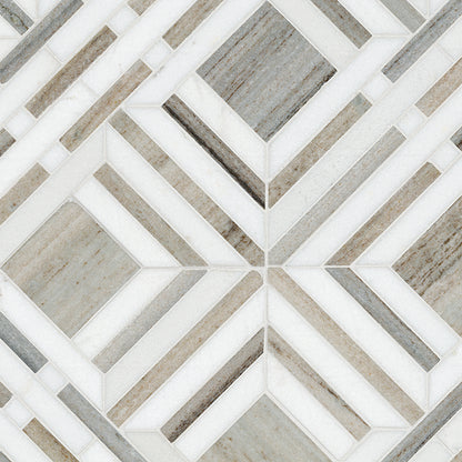 12x12 Wellington Mosaic Natural-Look Polished Smooth Marble Tile Gray Beige