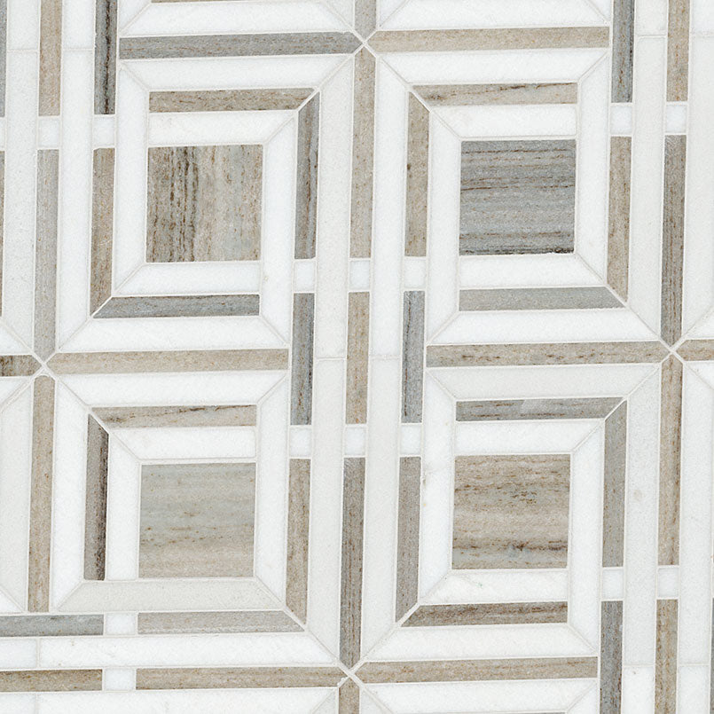 12x12 Wellington Mosaic Natural-Look Polished Smooth Marble Tile Gray Beige