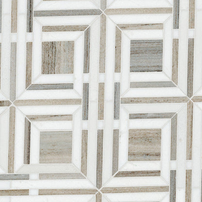 12x12 Wellington Mosaic Natural-Look Polished Smooth Marble Tile Gray Beige