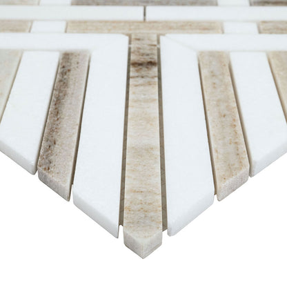 12x12 Wellington Mosaic Natural-Look Polished Smooth Marble Tile Gray Beige