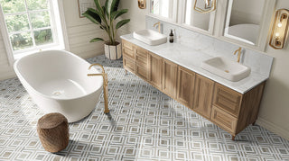 Gray Beige - 12x12 Wellington Mosaic Natural-Look Polished Smooth Marble Tile