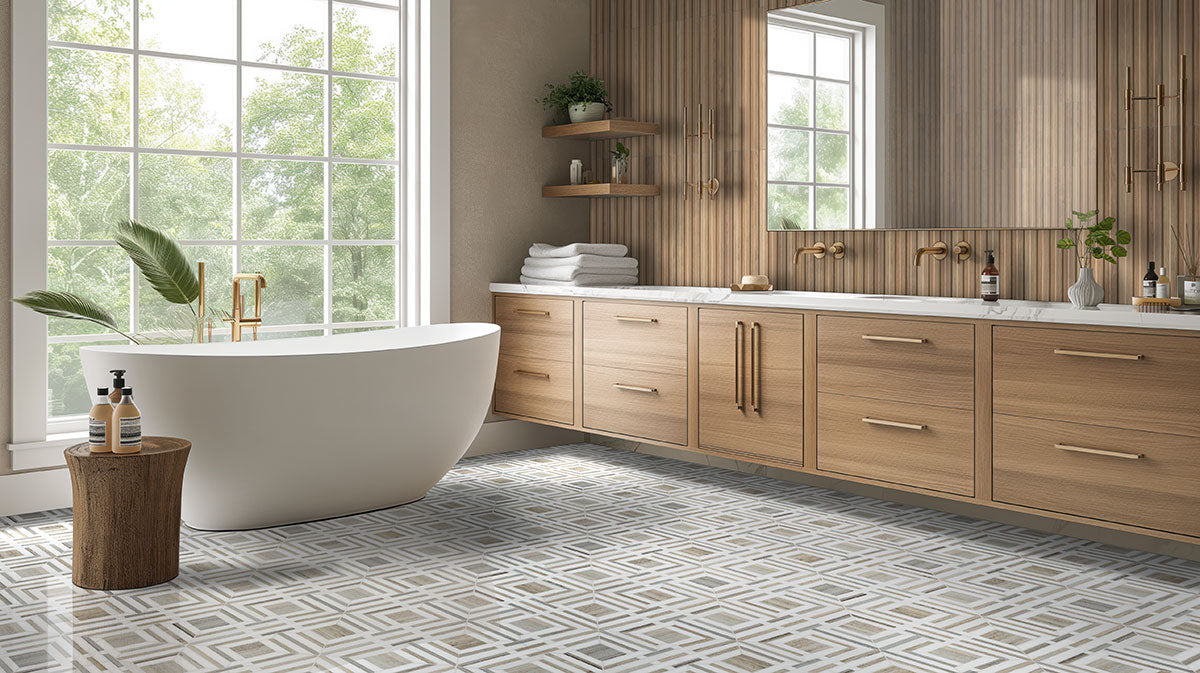 12x12 Wellington Mosaic Natural-Look Polished Smooth Marble Tile Gray Beige