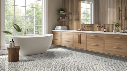 12x12 Wellington Mosaic Natural-Look Polished Smooth Marble Tile Gray Beige