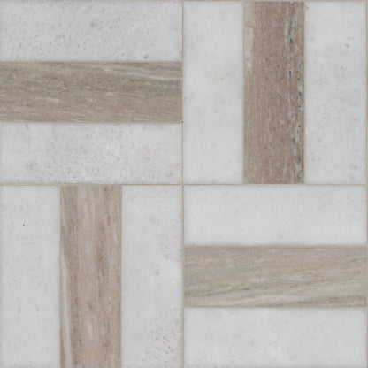 12x12 Winslow Mosaic Natural-Look Polished Smooth Marble Tile Beige Gray