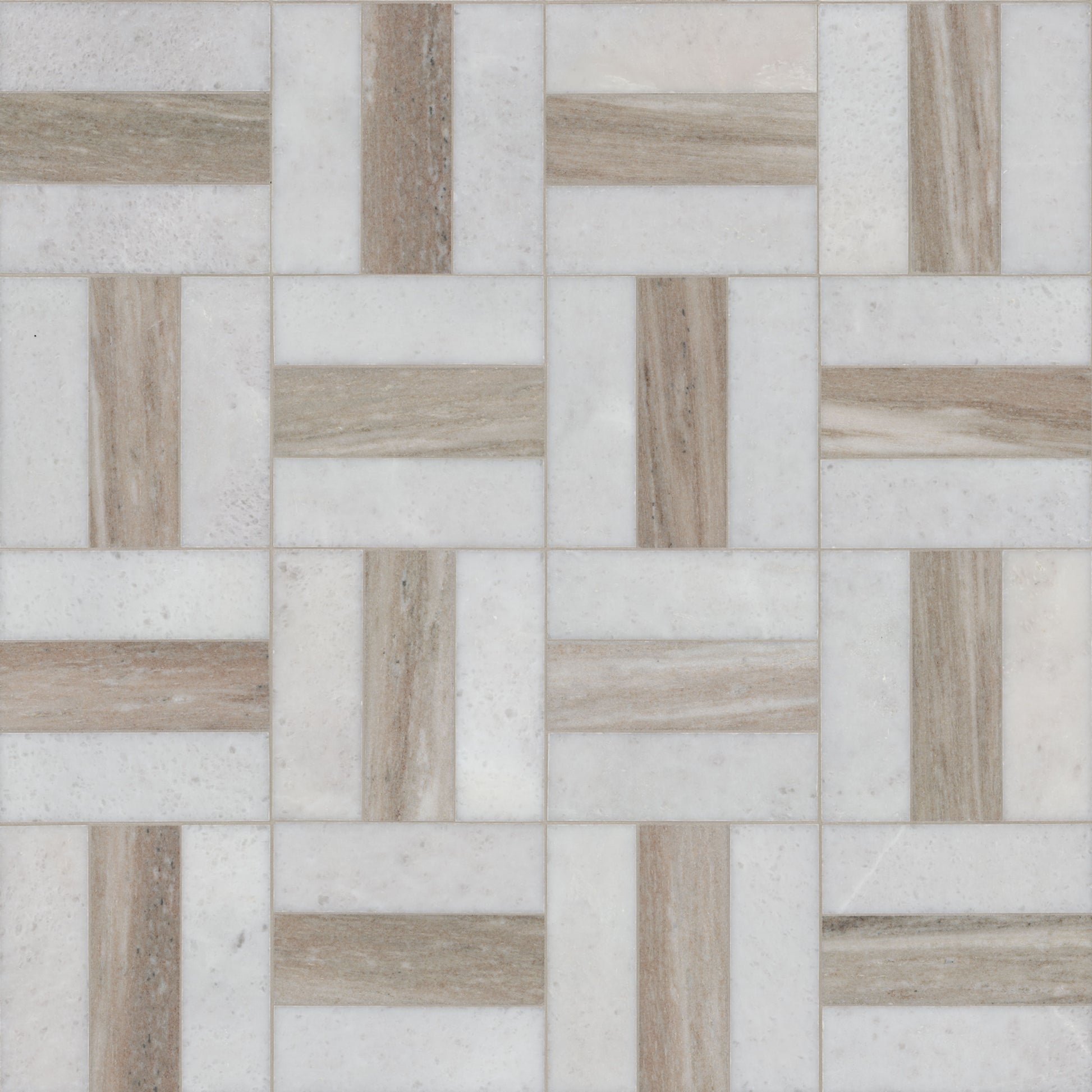 12x12 Winslow Mosaic Natural-Look Polished Smooth Marble Tile Beige Gray