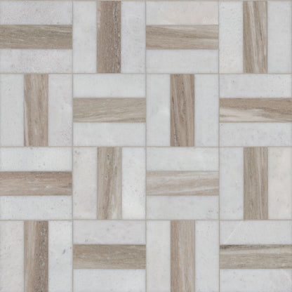 12x12 Winslow Mosaic Natural-Look Polished Smooth Marble Tile Beige Gray