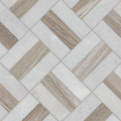 12x12 Winslow Mosaic Natural-Look Polished Smooth Marble Tile Beige Gray