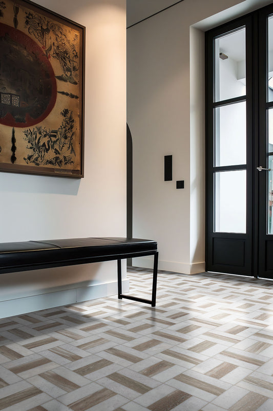 12x12 Winslow Mosaic Natural-Look Polished Smooth Marble Tile