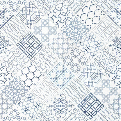 3X3 Zouli Moroccan Mosaic Natural-Look Matte Smooth Marble Tile Navy White