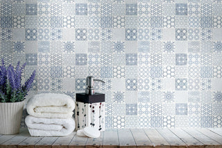Navy White - 3x3 Zouli Moroccan Mosaic Natural-Look Matte Smooth Marble Tile