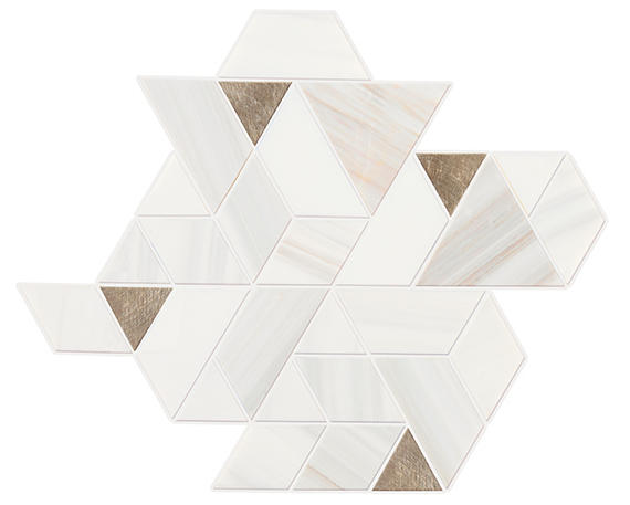 14x14 Pietra Divina Triangle Rhomboid Mosaic Natural-Look Polished Smooth Marble Tile Gray Blend