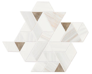 Gray Blend - 14x14 Pietra Divina Triangle Rhomboid Mosaic Natural-Look Polished Smooth Marble Tile