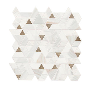 14x14 Pietra Divina Triangle Rhomboid Mosaic Natural-Look Polished Smooth Marble Tile