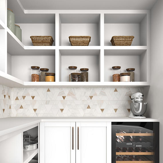 14x14 Pietra Divina Triangle Rhomboid Mosaic Natural-Look Polished Smooth Marble Tile Gray Blend