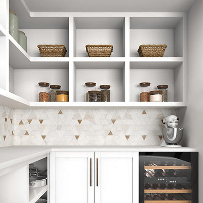 14x14 Pietra Divina Triangle Rhomboid Mosaic Natural-Look Polished Smooth Marble Tile Gray Blend