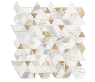 14x14 Pietra Divina Triangle Rhomboid Mosaic Natural-Look Polished Smooth Marble Tile