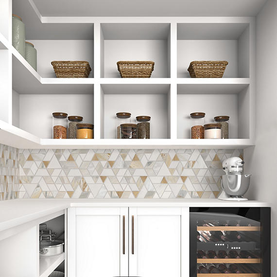 14x14 Pietra Divina Triangle Rhomboid Mosaic Natural-Look Polished Smooth Marble Tile Gold Blend