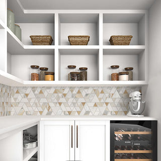 Gold Blend - 14x14 Pietra Divina Triangle Rhomboid Mosaic Natural-Look Polished Smooth Marble Tile