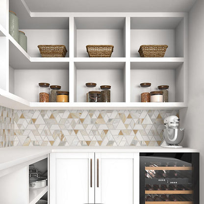 14x14 Pietra Divina Triangle Rhomboid Mosaic Natural-Look Polished Smooth Marble Tile Gold Blend