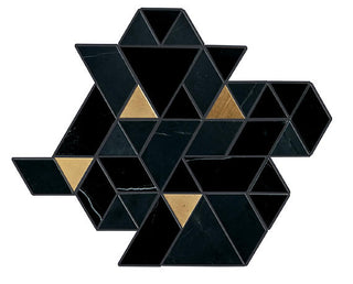 Black Blend - 14x14 Pietra Divina Triangle Rhomboid Mosaic Natural-Look Polished Smooth Marble Tile