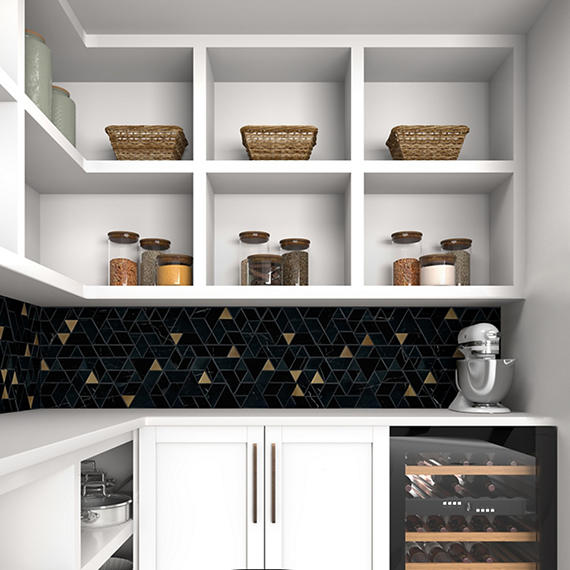 14x14 Pietra Divina Triangle Rhomboid Mosaic Natural-Look Polished Smooth Marble Tile Black Blend