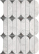 12x18 Perfit Mosaix Oval Framed Border Linear Mosaic Marble-Look Polished Smooth Stone Tile Marble Gray