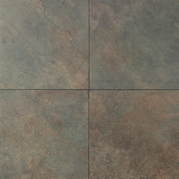 12x12 Continental Slate  Natural Stone-Look Matte Textured Porcelain Tile Dark Sage