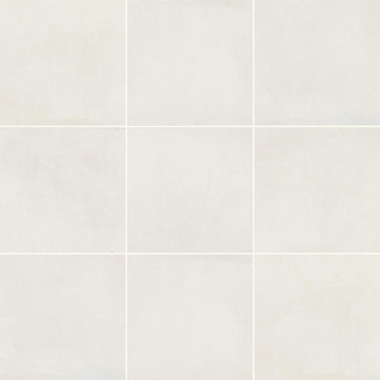 12x12 Color Story Floor  Natural Concrete-Look Matte Smooth Porcelain Tile Pure White