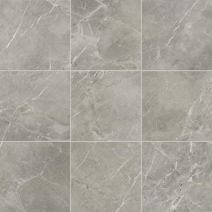12x12 Platinum  Natural Marble-Look Matte Smooth Porcelain Tile Dove Gray