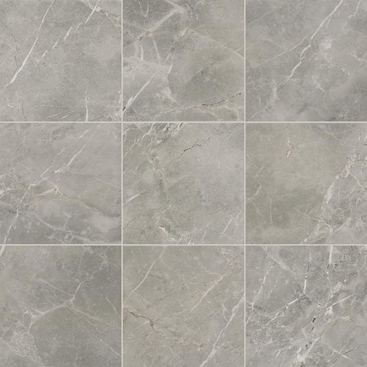 12x12 Platinum  Natural Marble-Look Matte Smooth Porcelain Tile Dove Gray