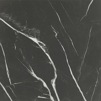 12x12 Platinum  Natural Marble-Look Matte Smooth Porcelain Tile Black White