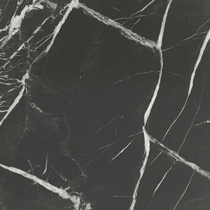 12x12 Platinum  Natural Marble-Look Matte Smooth Porcelain Tile Black White