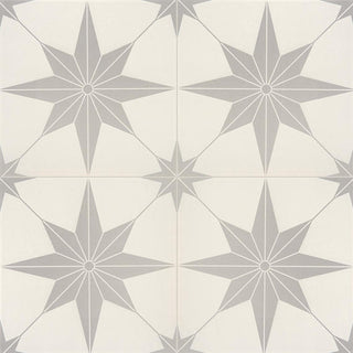 Jewel Gray - 12x12 Memoir Star Patterned Encaustic-Look Matte Smooth Ceramic Tile