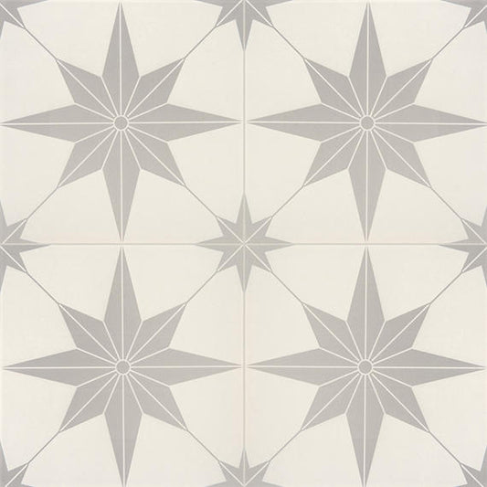 12x12 Memoir Star Patterned Encaustic-Look Matte Smooth Ceramic Tile