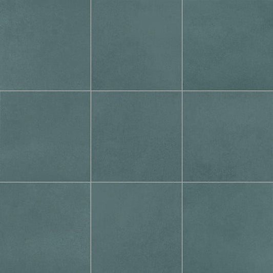 12x12 Volume 1.0  Stepwise Concrete-Look Matte Smooth Porcelain Tile Teal Blue