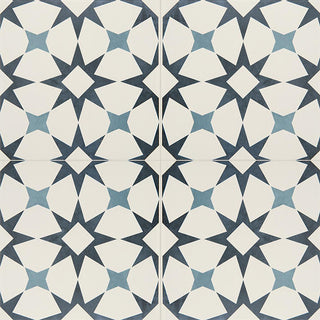 12x12 Memoir Diamond Star Patterned Encaustic-Look Matte Smooth Ceramic Tile