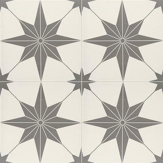 12x12 Memoir Star Patterned Encaustic-Look Matte Smooth Ceramic Tile
