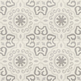 12x12 Memoir Petal Floral Scroll Vine Patterned Encaustic-Look Matte Smooth Ceramic Tile