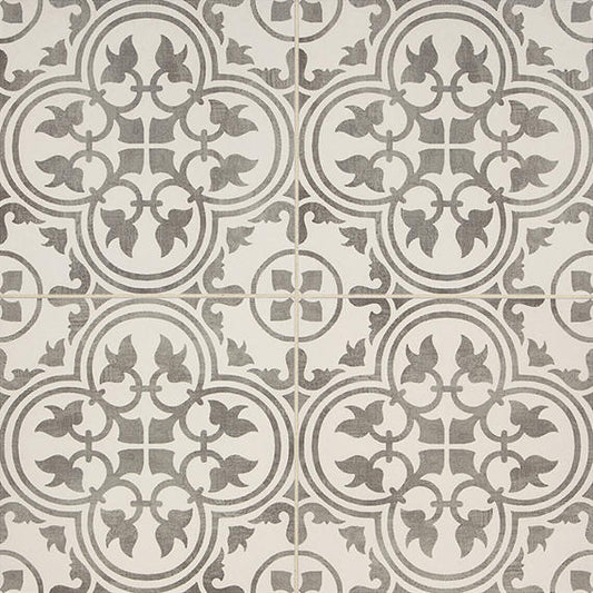 12x12 Memoir Petal Floral Patterned Encaustic-Look Matte Smooth Ceramic Tile