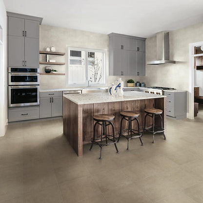 18x18 Windmere  Natural Concrete-Look Matte Smooth Ceramic Tile Warm Gray